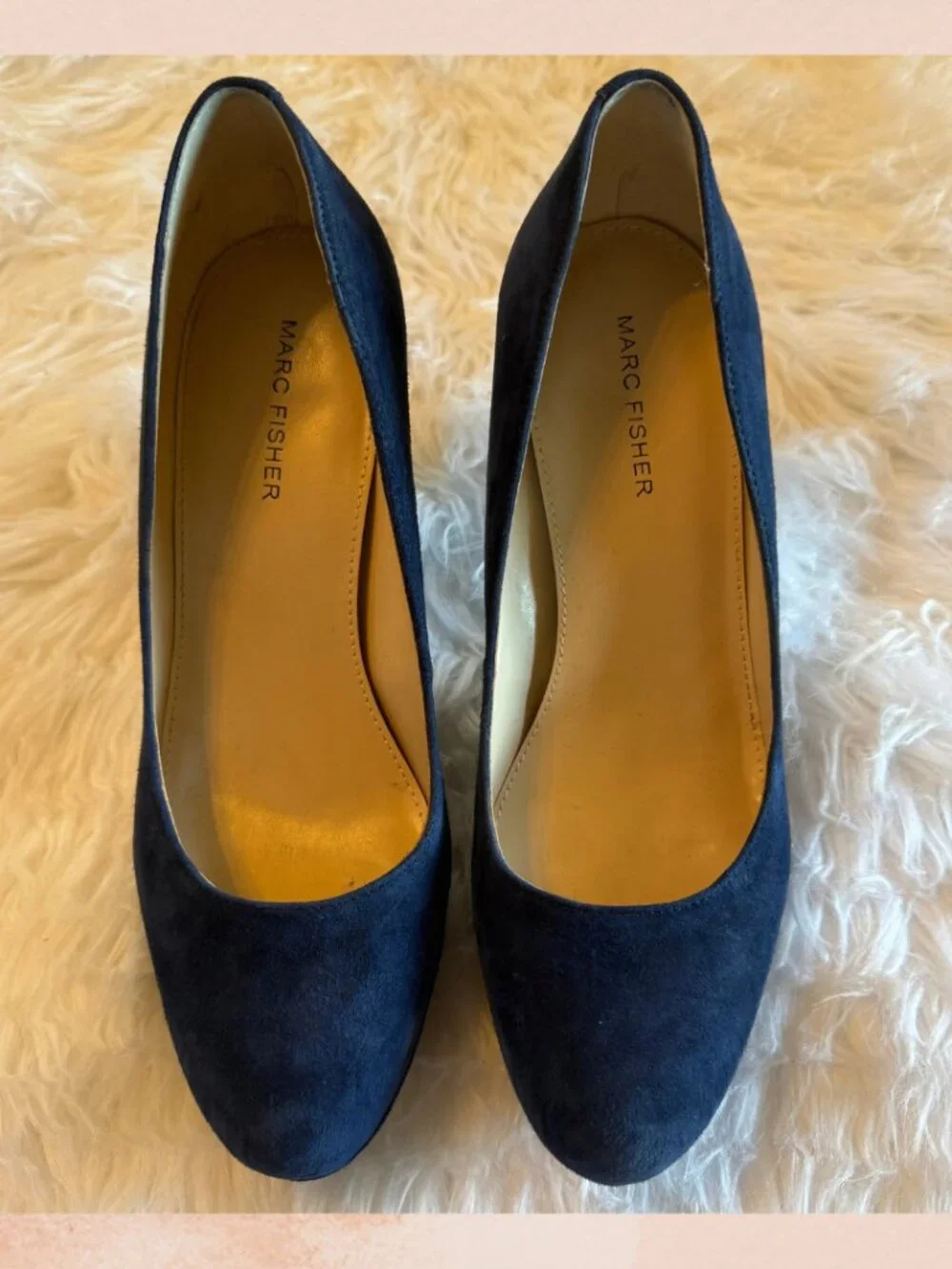 Marc Fisher Navy Blue Suede Platform Pumps